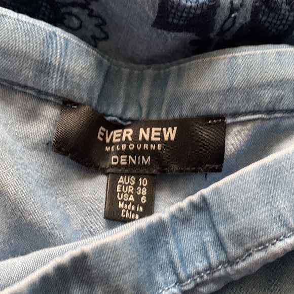 EVER NEW | Denim Embroidered Off The Shoulder Dress Sz US 6 - Picture 8 of 8